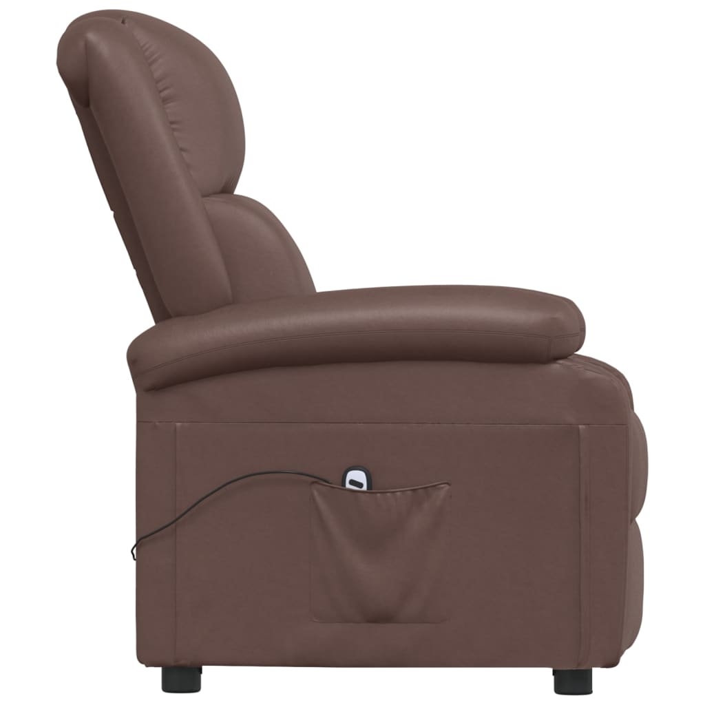 Fauteuil réglable électrique simili cuir marron