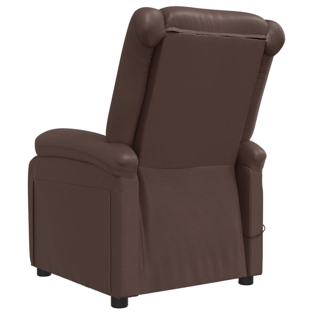 Fauteuil réglable électrique simili cuir marron