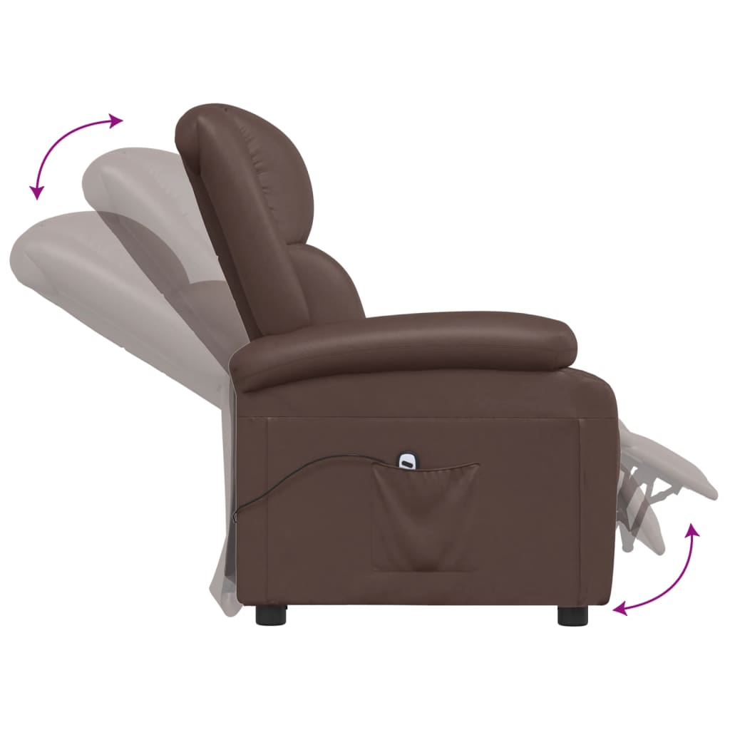 Fauteuil réglable électrique simili cuir marron