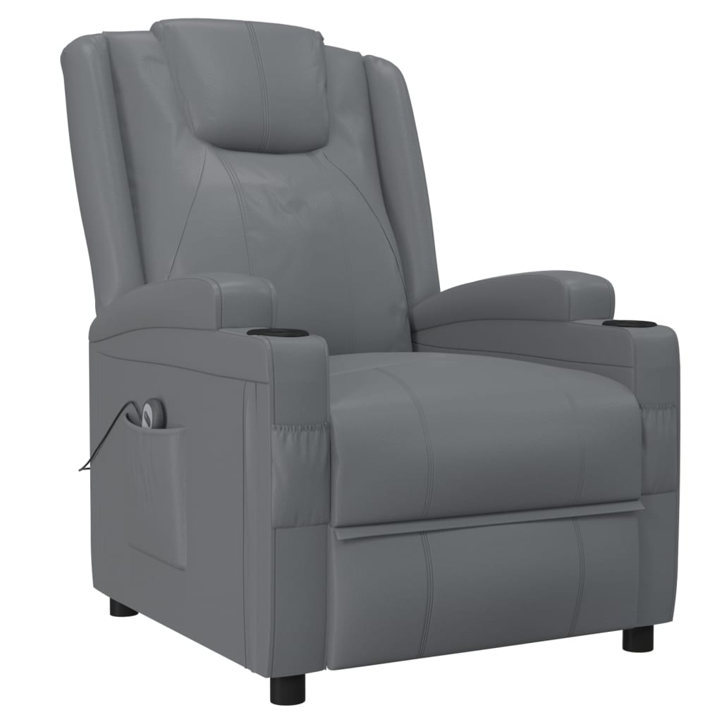 Fauteuil en cuir synthétique à réglage électrique, anthracite