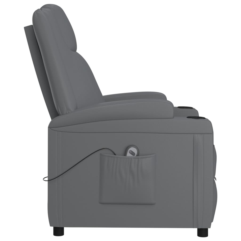 Fauteuil en cuir synthétique à réglage électrique, anthracite