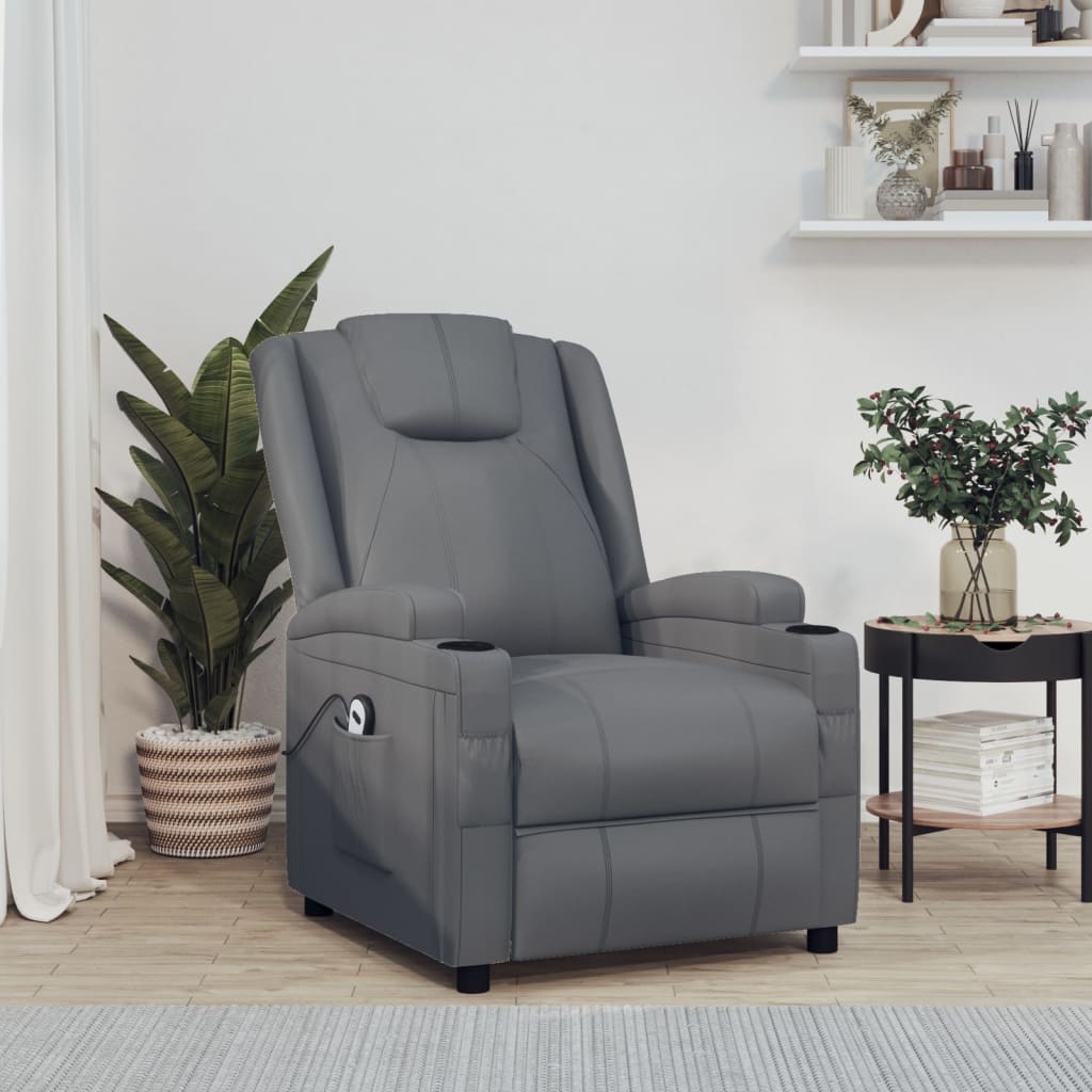 Fauteuil en cuir synthétique à réglage électrique, anthracite