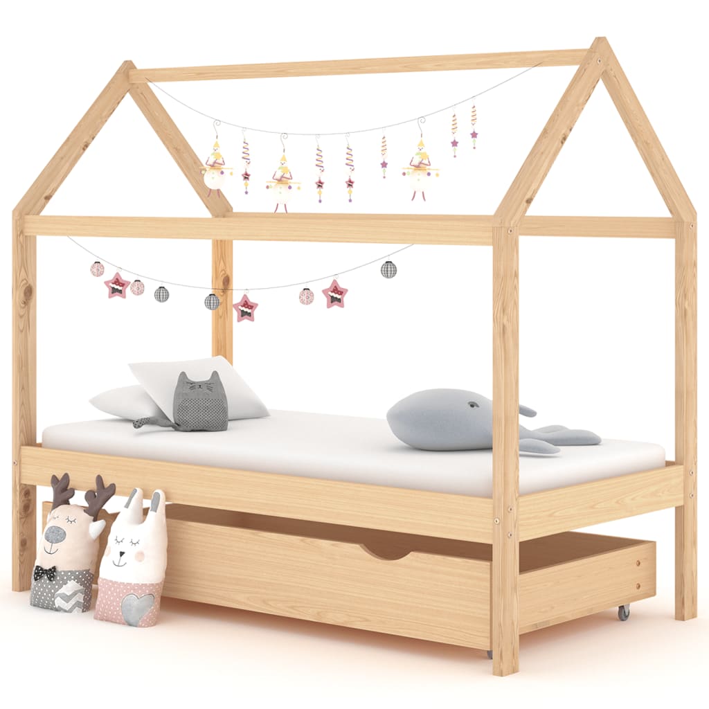 Kinderbedframe met lade grenenhout 80x160 cm