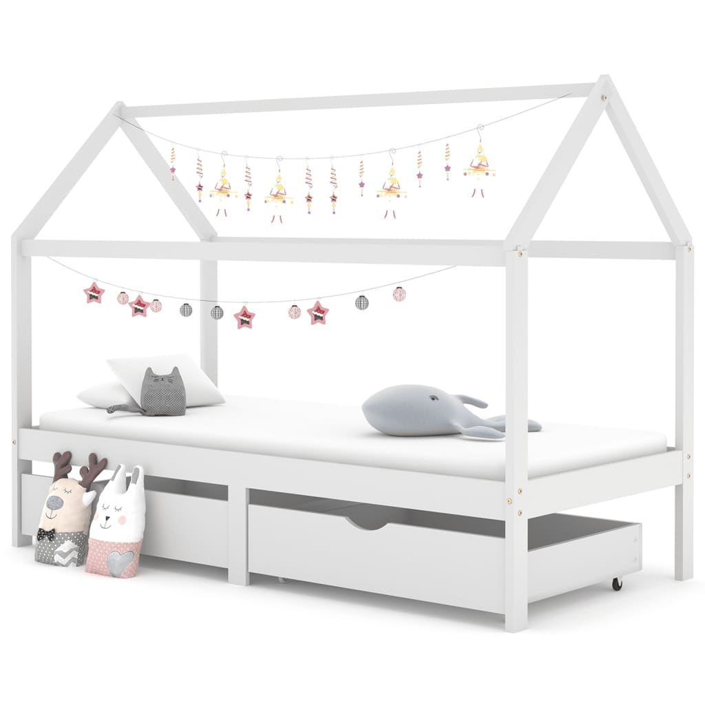 Kinderbedframe met lade grenenhout 80x160 cm