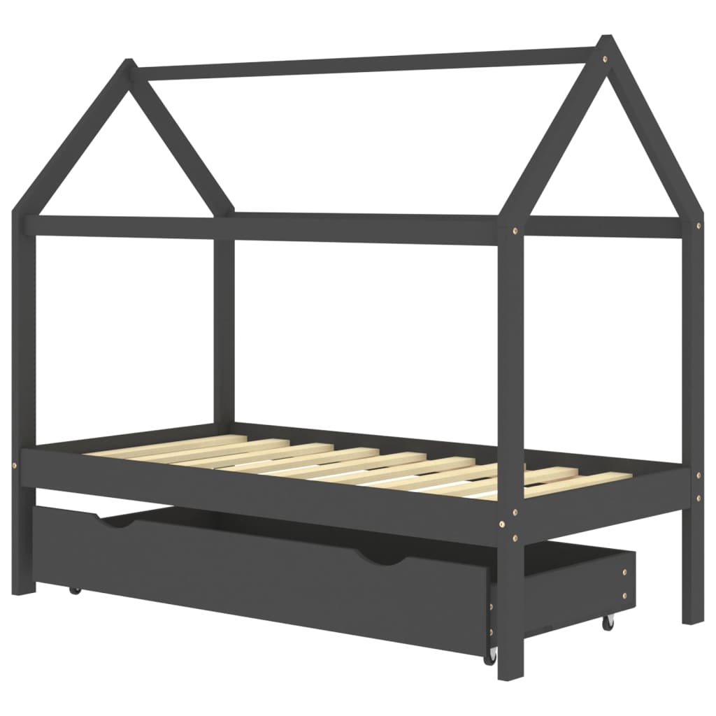 Kinderbedframe met lade grenenhout 80x160 cm