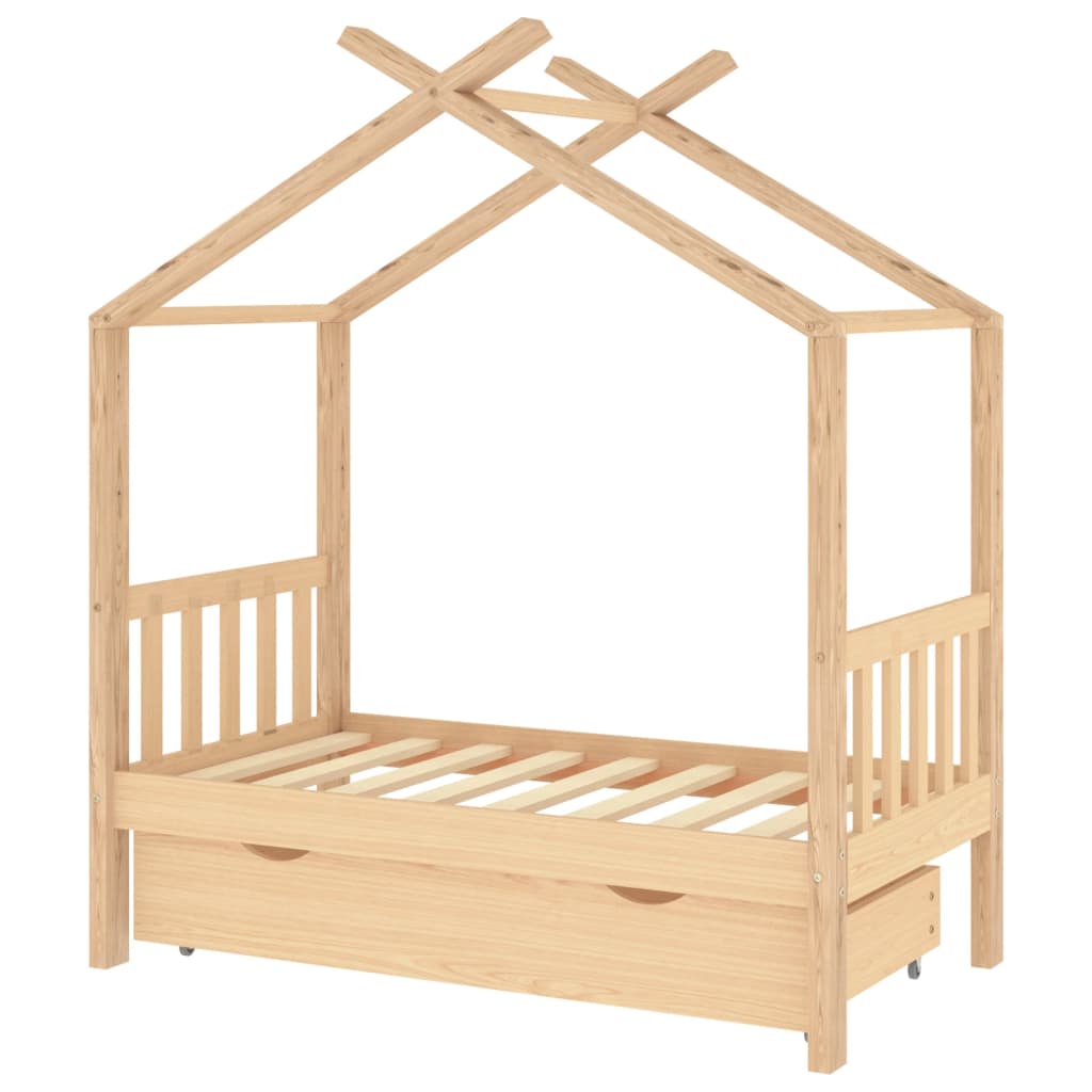 Kinderbedframe met lade grenenhout 70x140 cm