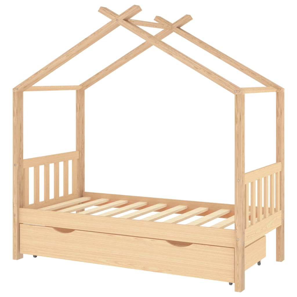 Kinderbedframe met lade grenenhout 70x140 cm