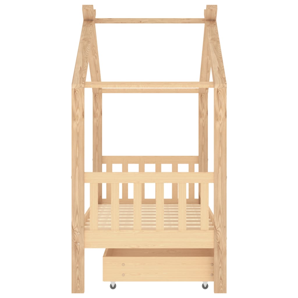 Kinderbedframe met lade grenenhout 70x140 cm