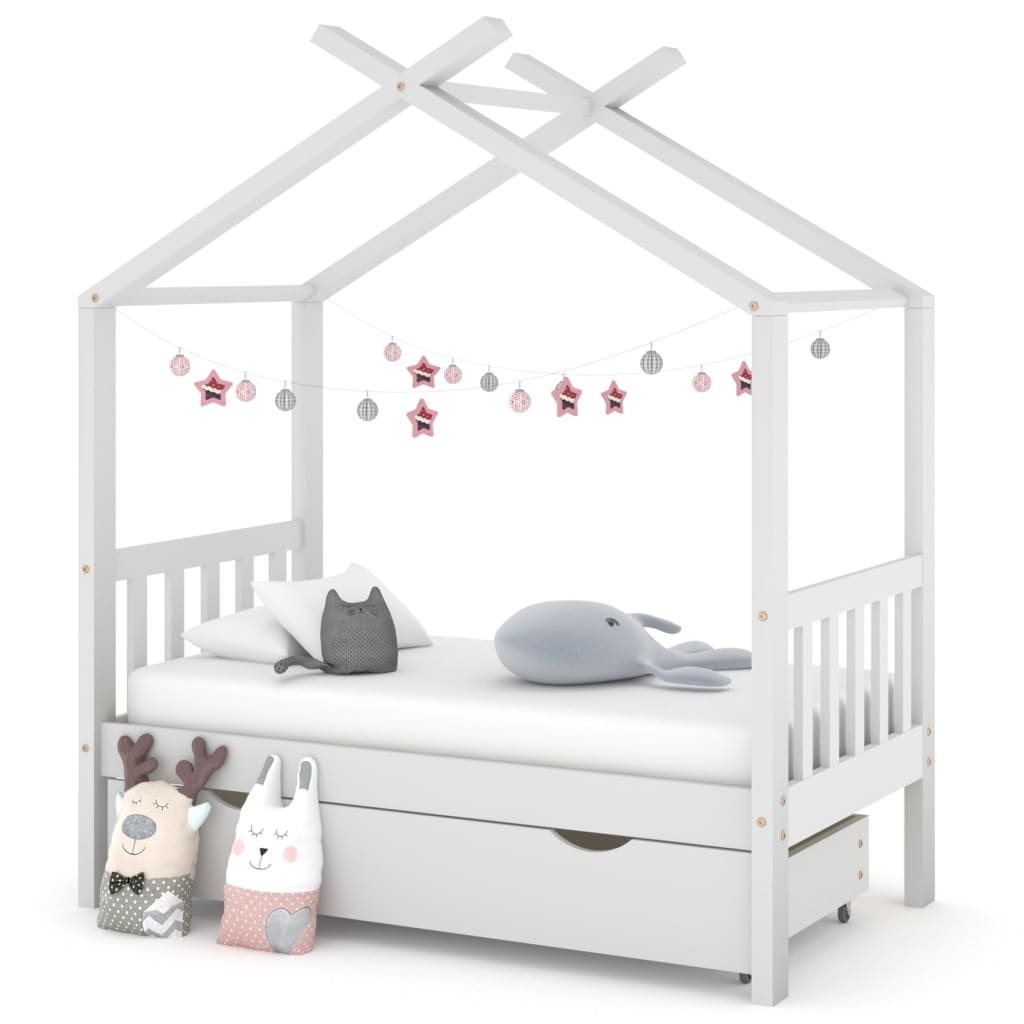 Kinderbedframe met lade grenenhout 70x140 cm