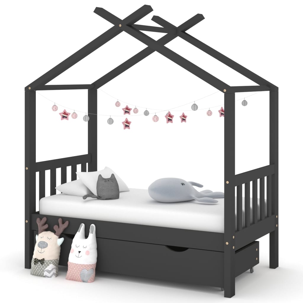 Kinderbedframe met lade grenenhout 70x140 cm