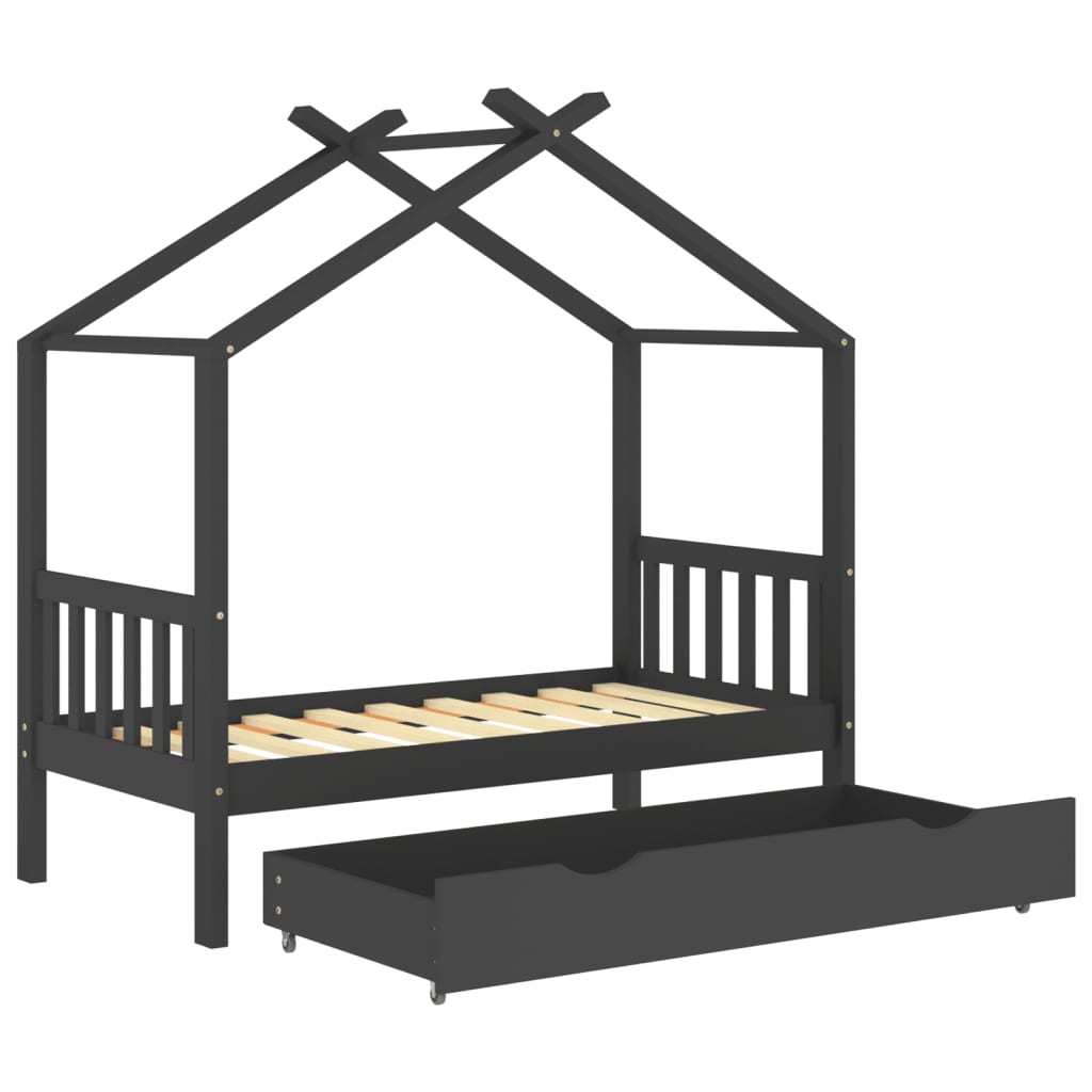 Kinderbedframe met lade grenenhout 70x140 cm