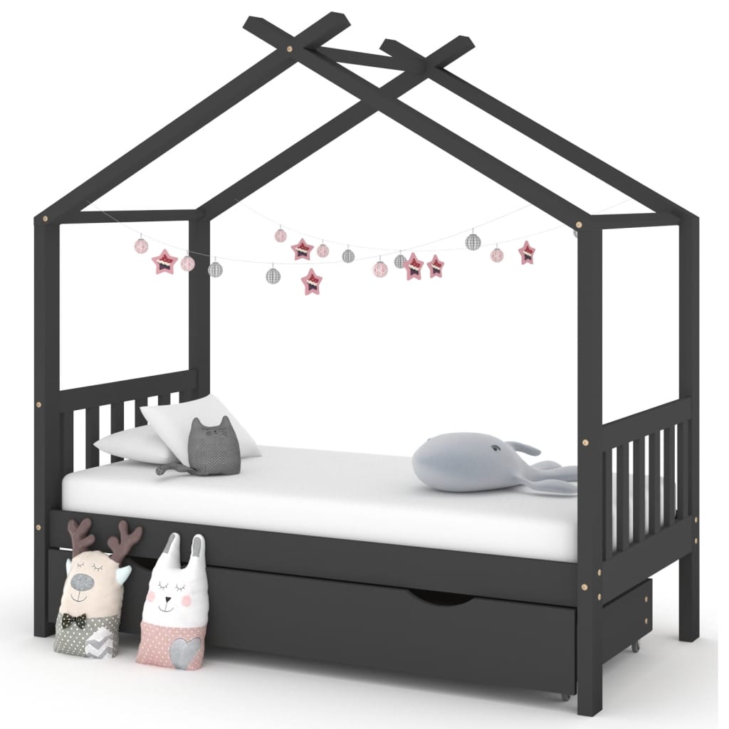 Kinderbedframe met lade grenenhout 70x140 cm