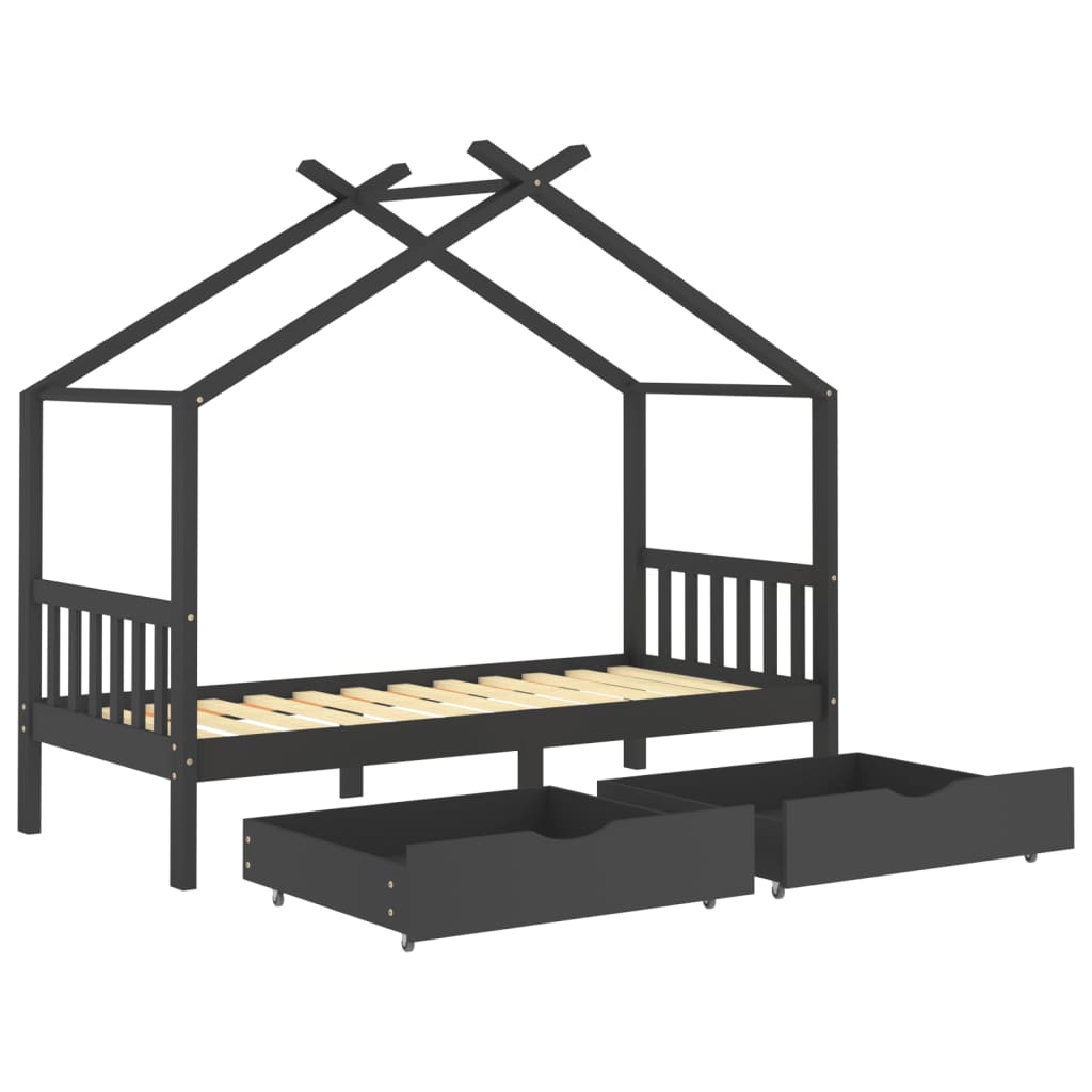 Kinderbedframe met lade grenenhout 70x140 cm