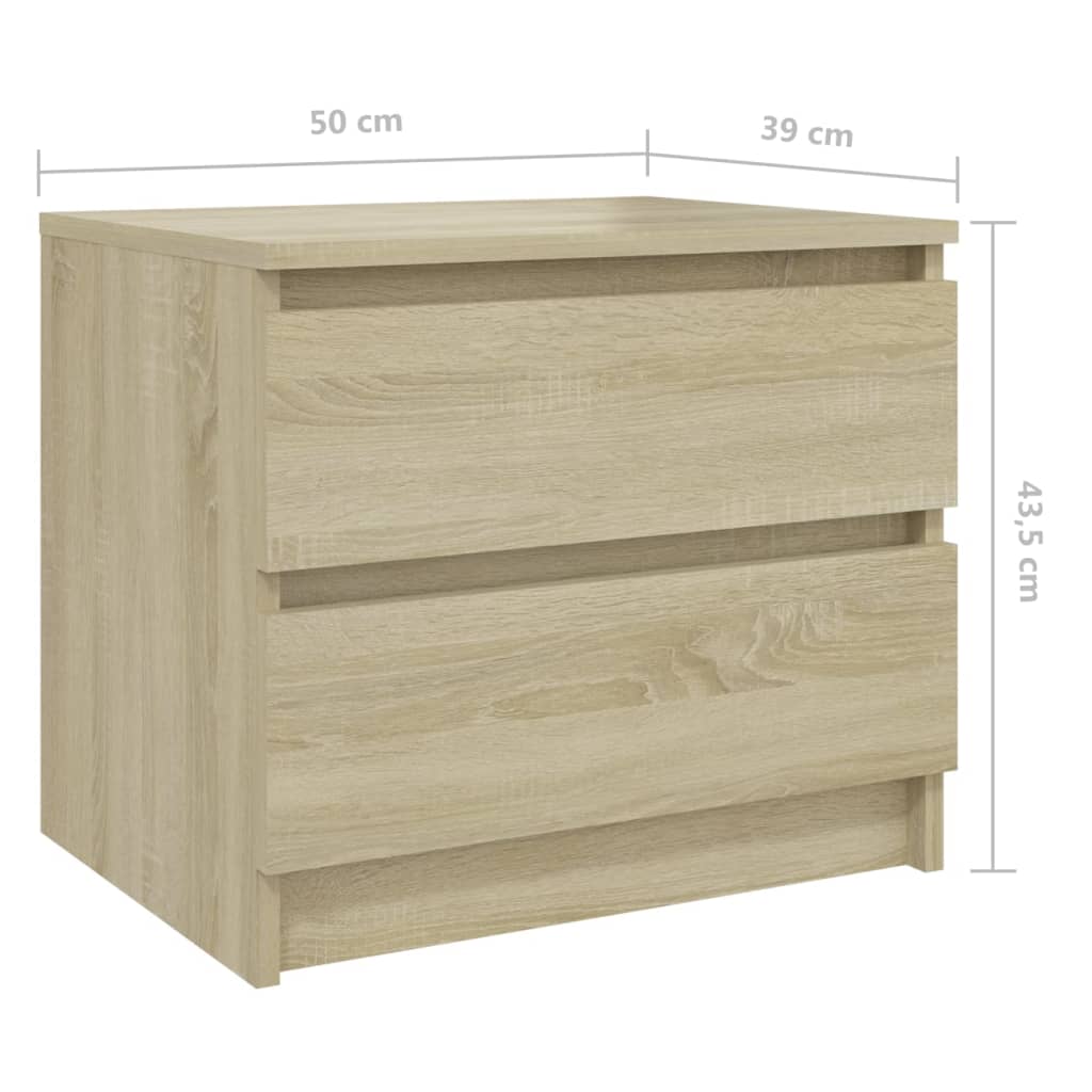 Tables de chevet 2 pcs 50x39x43,5 cm bois fini