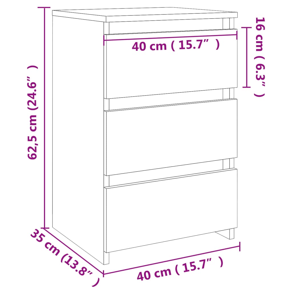 Tables de chevet 2 pcs 40x35x62,5 cm bois fini