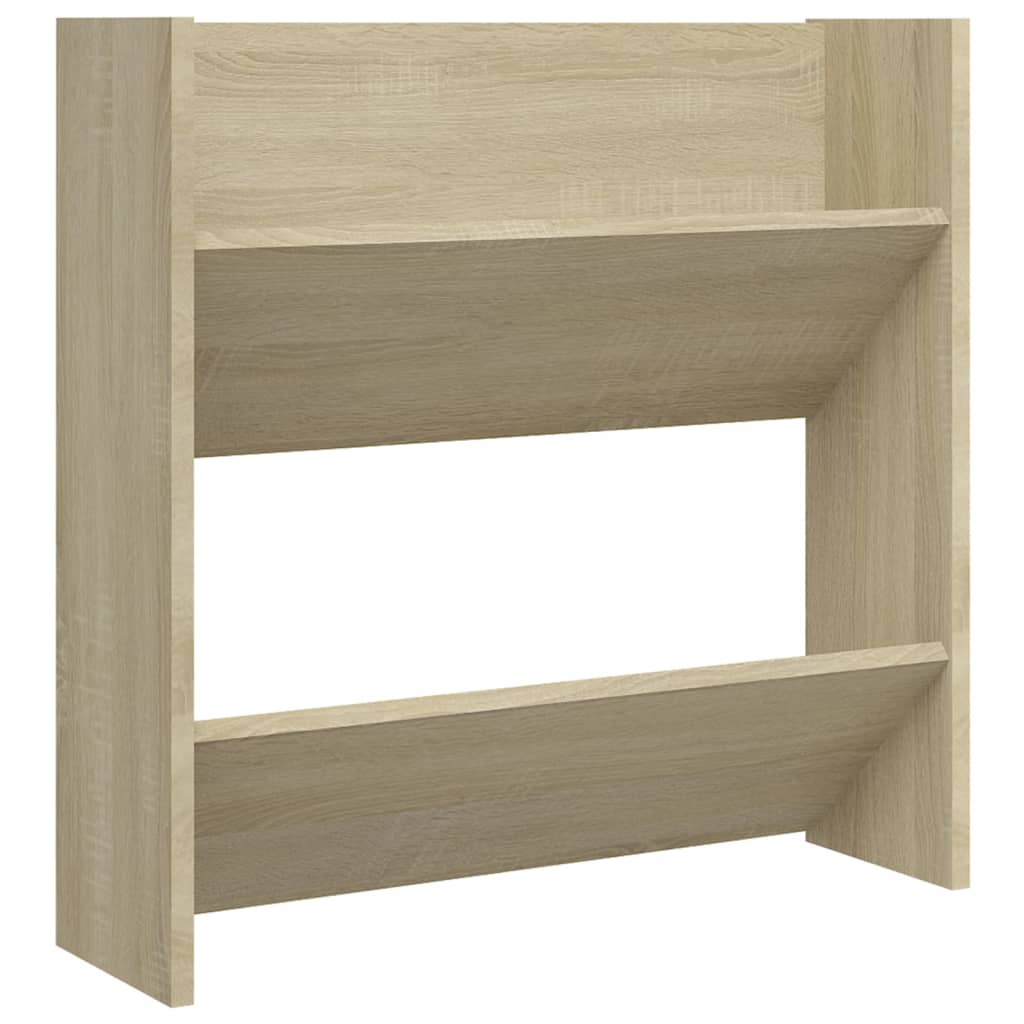 Wandschoenenkast 60x18x60 cm bewerkt hout hoogglans zwart