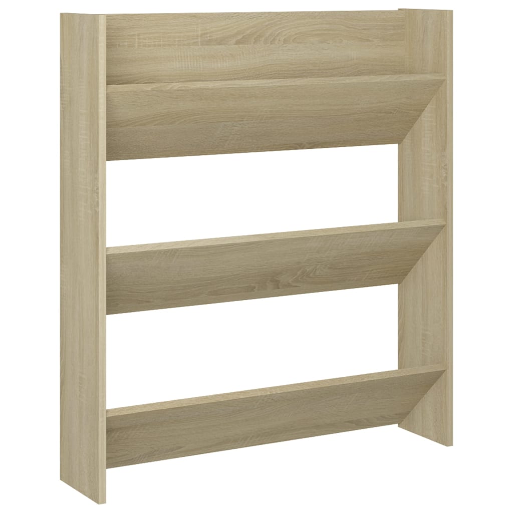 Wandschoenenkast 60x18x60 cm bewerkt hout hoogglans zwart