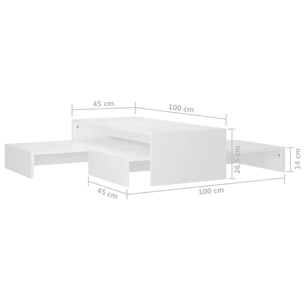 Salontafelset 100x100x26,5 cm bewerkt hout