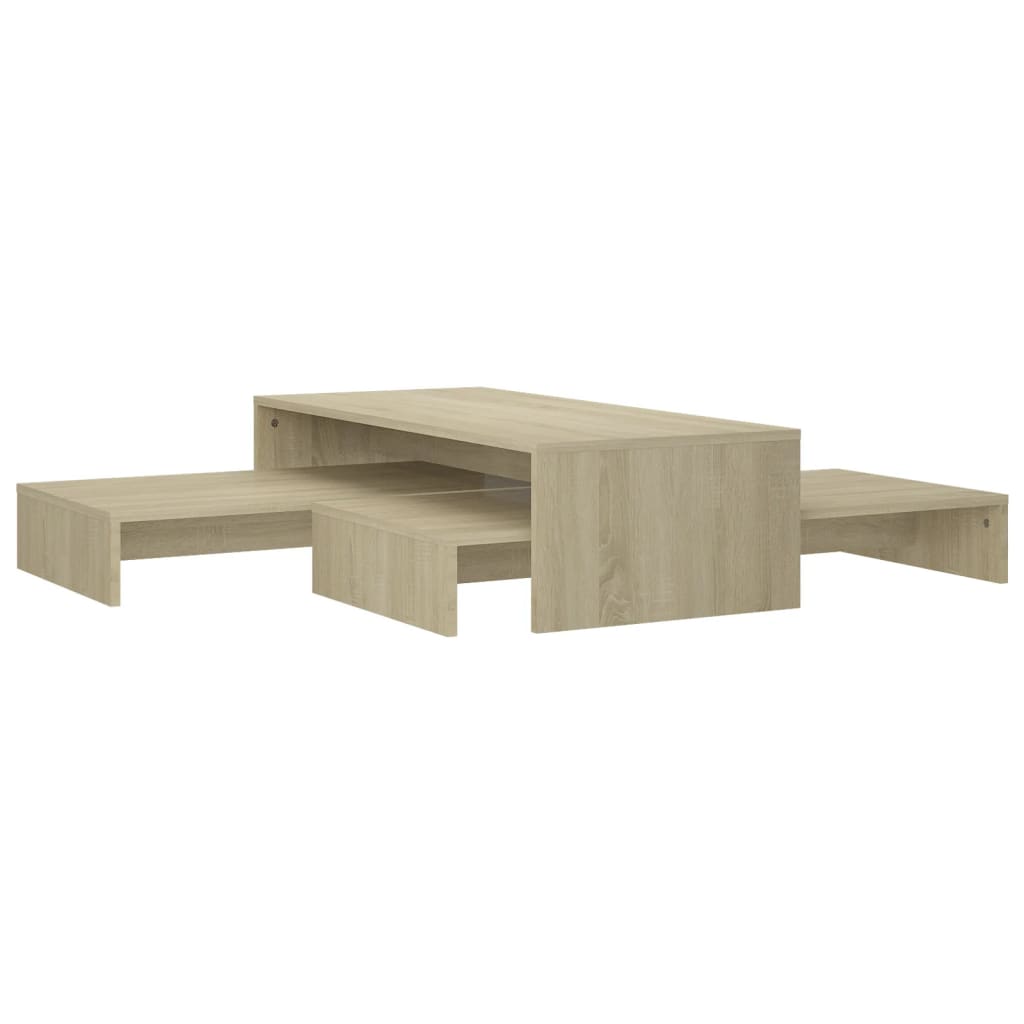 Ensemble table basse 100x100x26,5 cm en bois travaillé