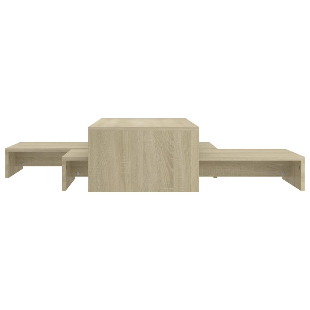 Ensemble table basse 100x100x26,5 cm en bois travaillé