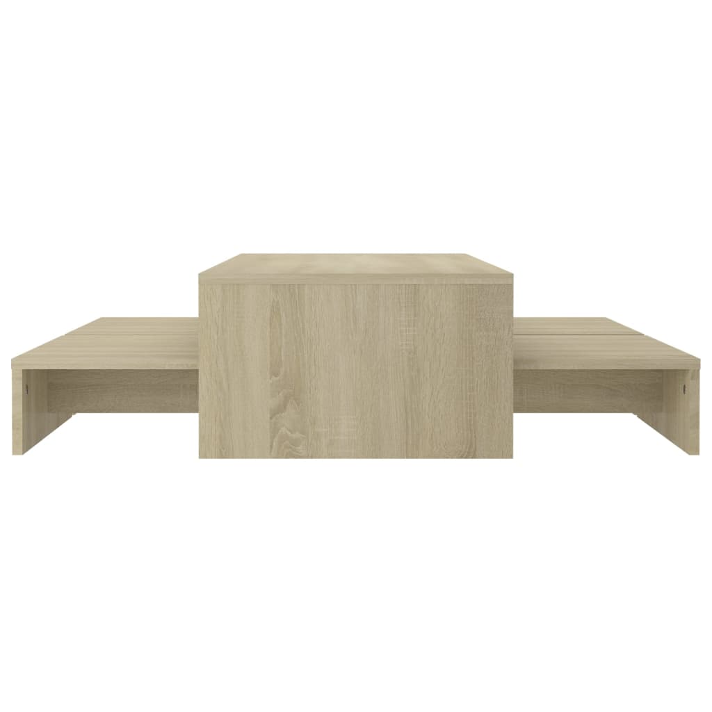 Ensemble table basse 100x100x26,5 cm en bois travaillé