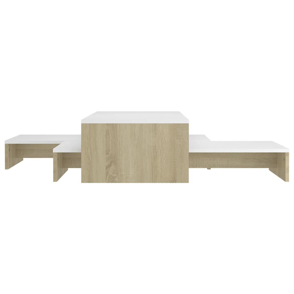 Ensemble table basse 100x100x26,5 cm en bois travaillé