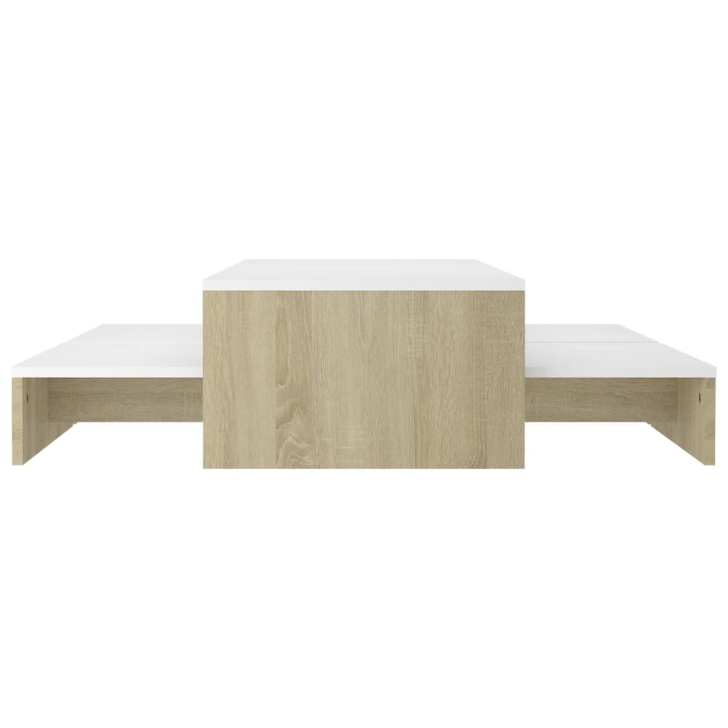 Ensemble table basse 100x100x26,5 cm en bois travaillé