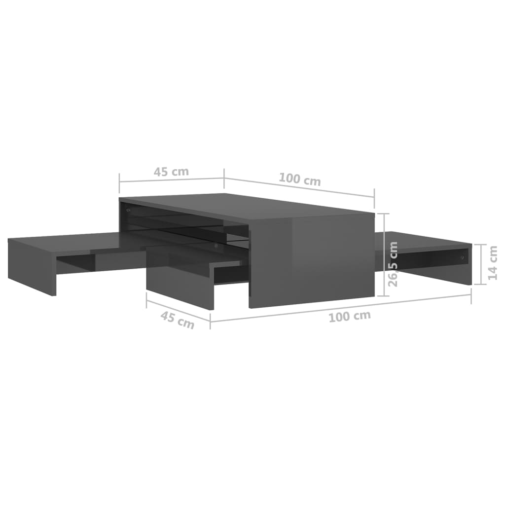 Salontafelset 100x100x26,5 cm bewerkt hout