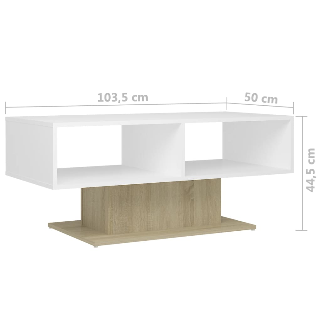 Table basse 103,5x50x44,5 cm en bois travaillé