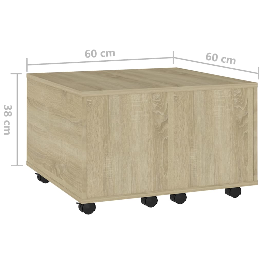 Table basse 60x60x38 cm en bois travaillé