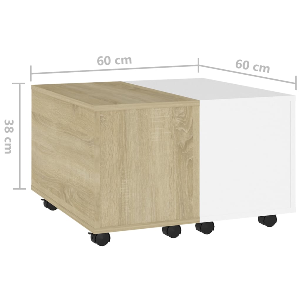 Table basse 60x60x38 cm en bois travaillé