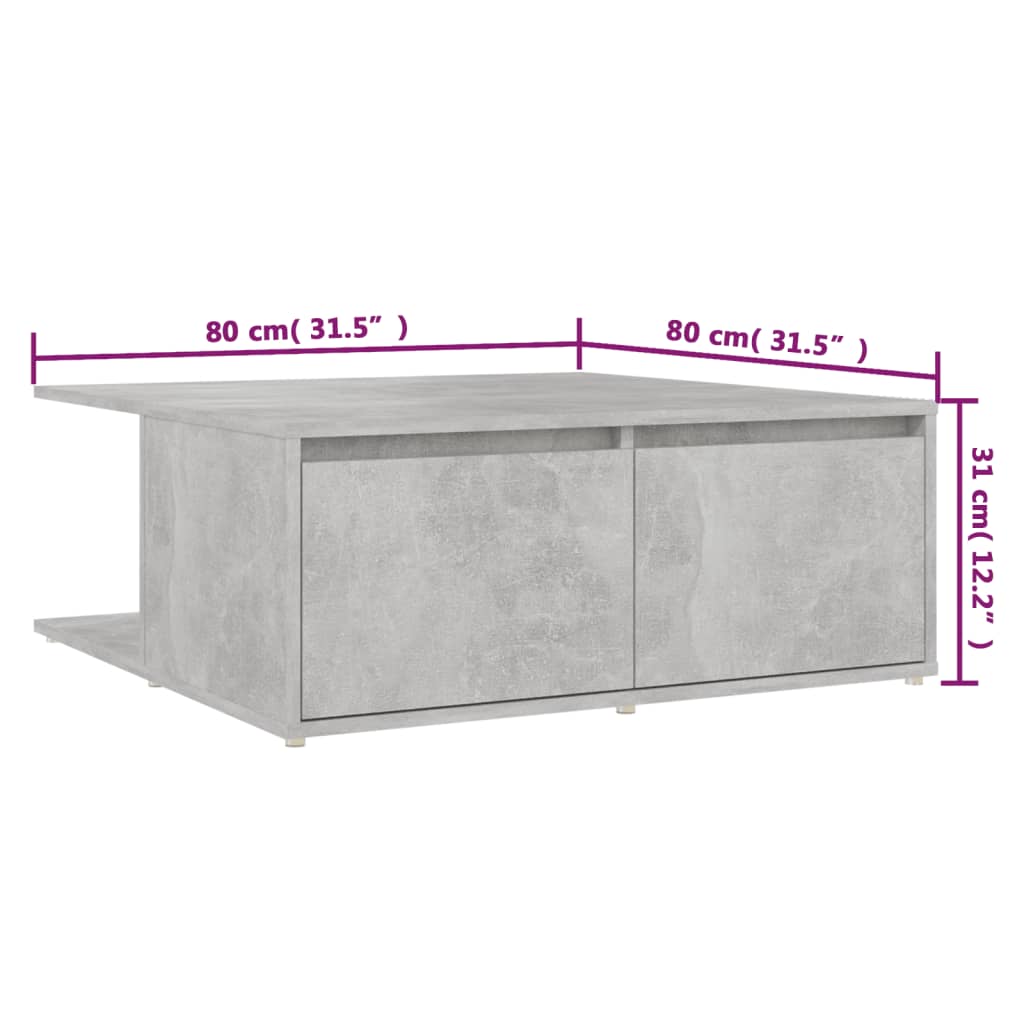 Salontafel 80x80x31 cm bewerkt hout eikenkleurig