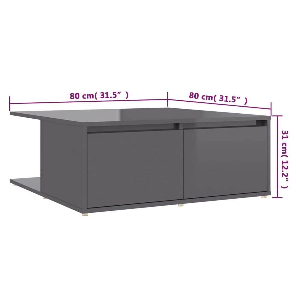 Salontafel 80x80x31 cm bewerkt hout eikenkleurig