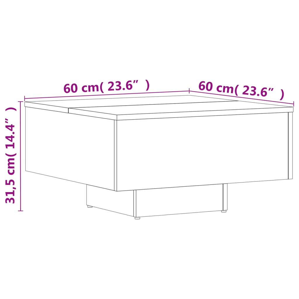 Table basse 60x60x31,5 cm en dérivé du bois, coloris chêne