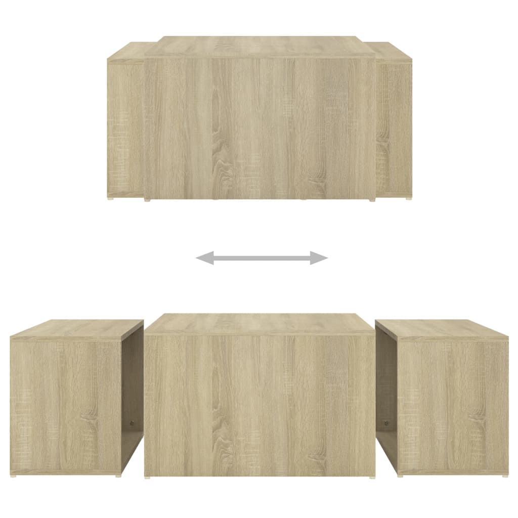 3-delige Salontafelset 60x60x38 cm bewerkt hout