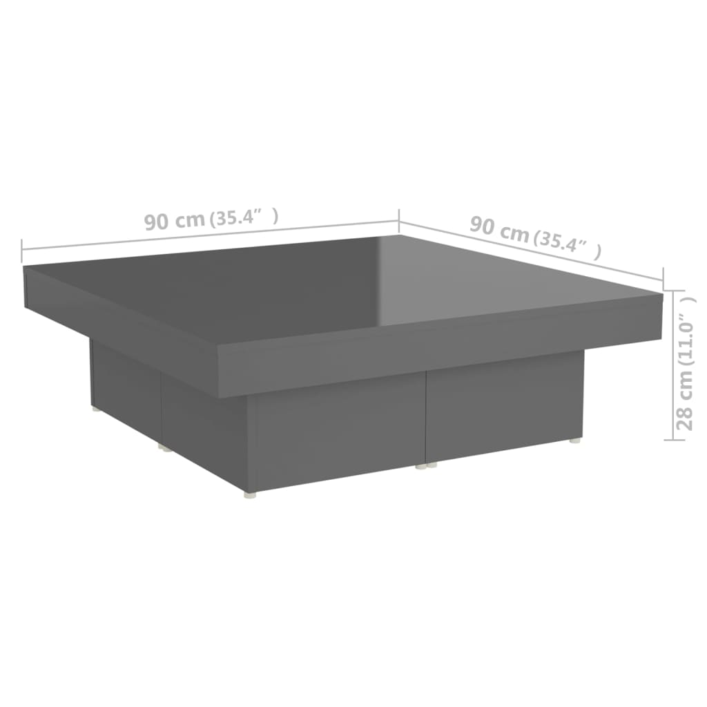 Salontafel 90x90x28 cm bewerkt hout