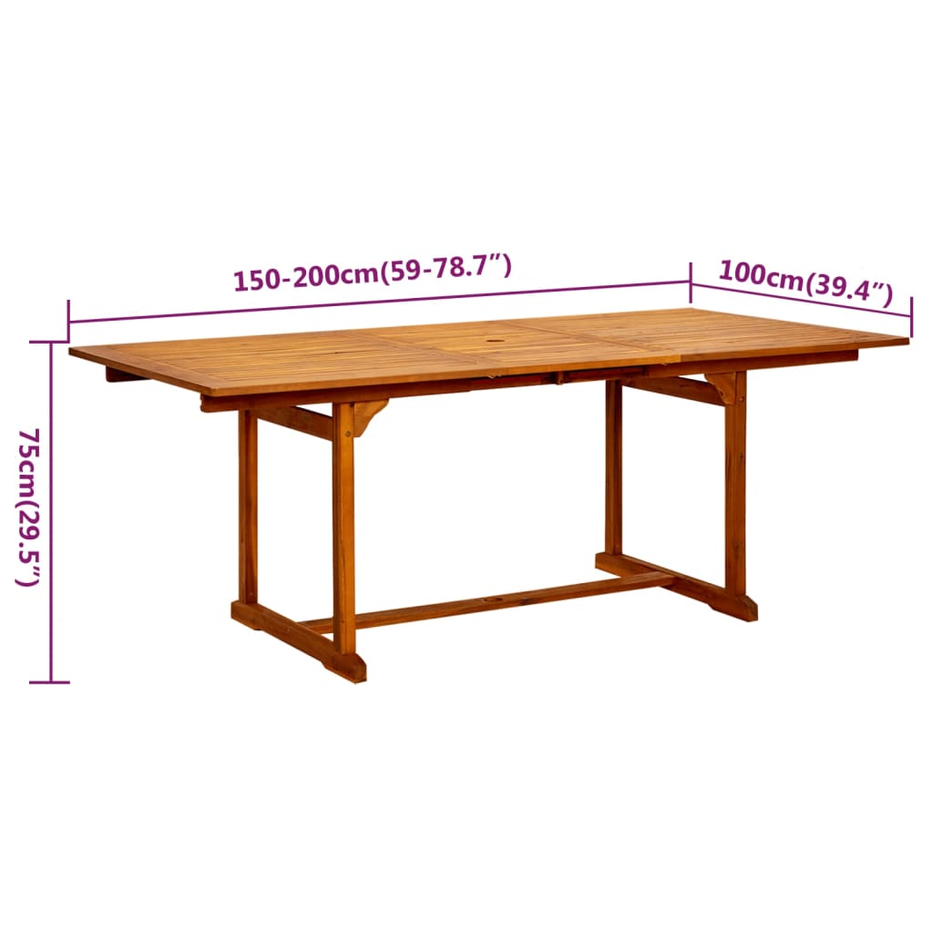 Ensemble de jardin 7 pièces en bois d'acacia massif