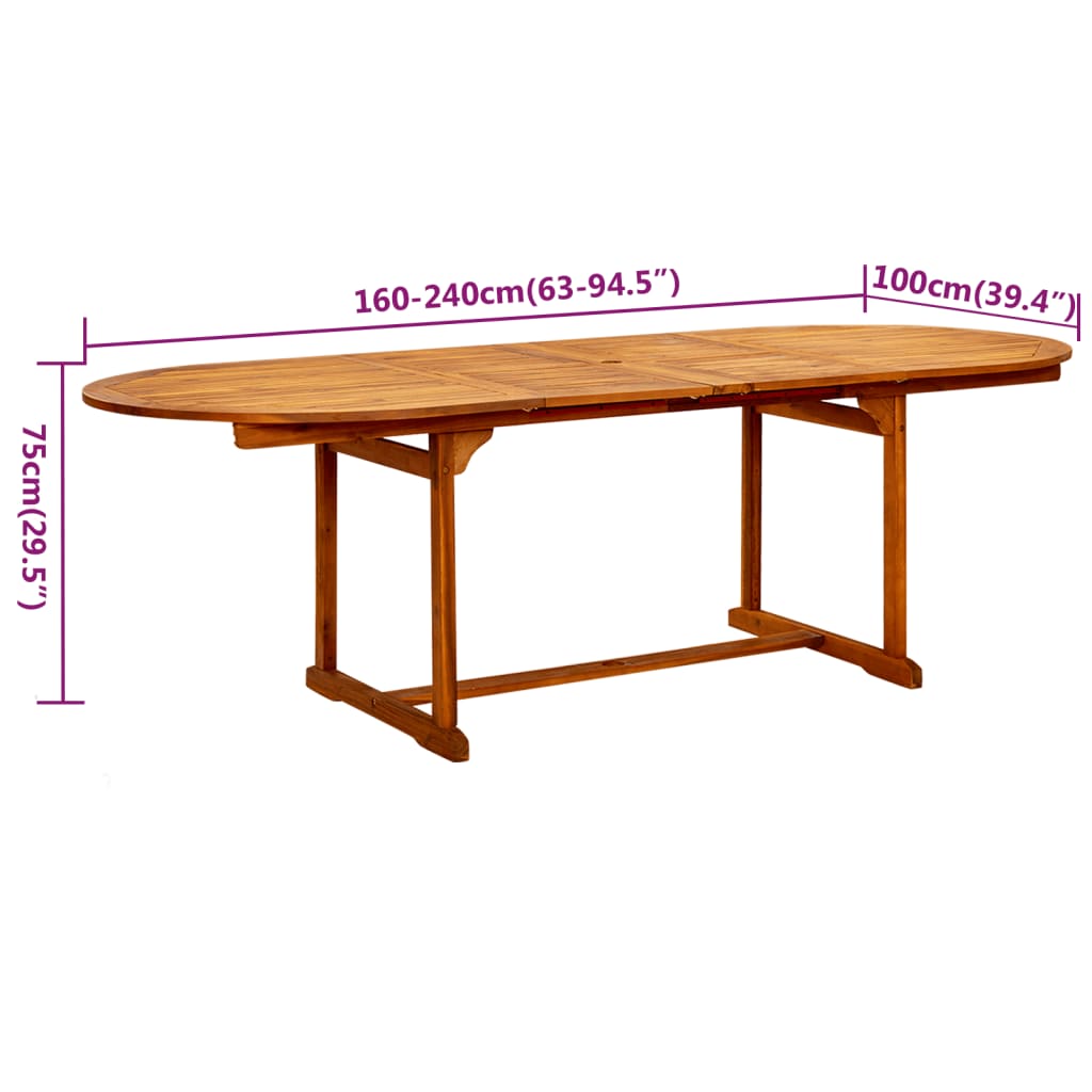 Ensemble de jardin 7 pièces en bois d'acacia massif