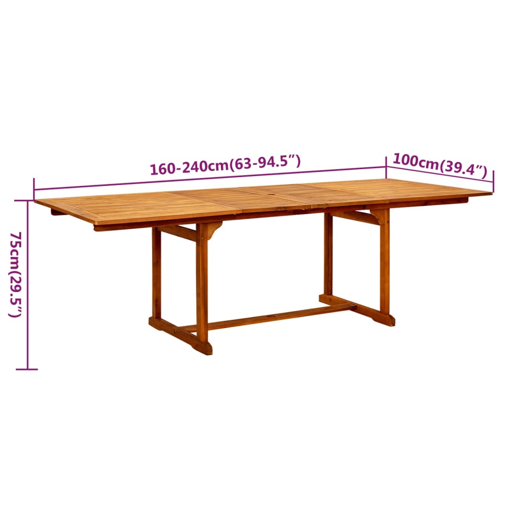 Ensemble de jardin 7 pièces en bois d'acacia massif