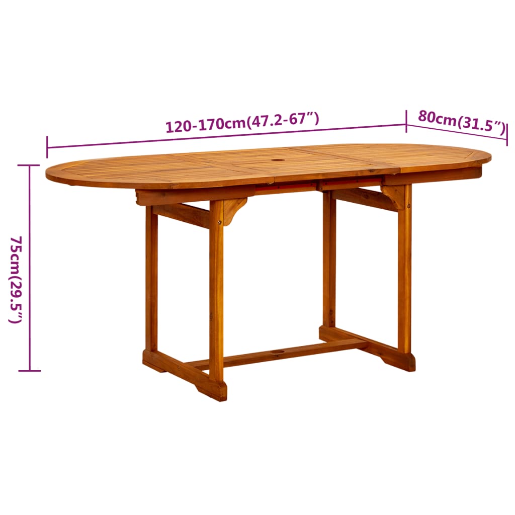 Ensemble de jardin 7 pièces en bois d'acacia massif