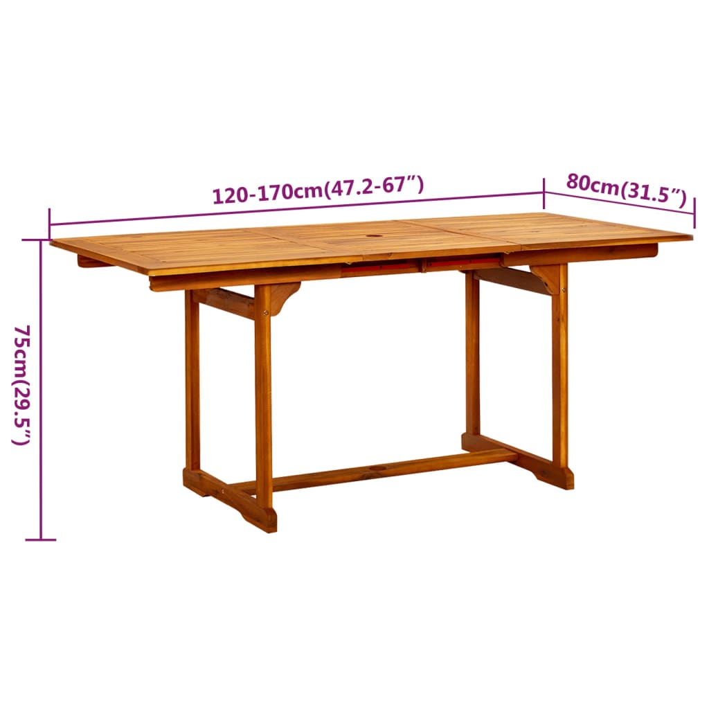 Ensemble de jardin 7 pièces en bois d'acacia massif