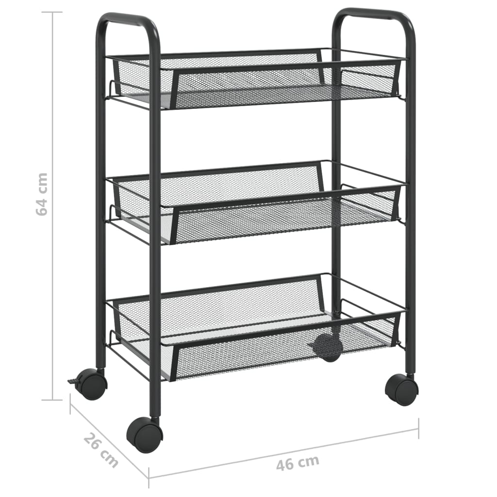 Keukentrolley 3-laags 46x26x54 cm ijzer