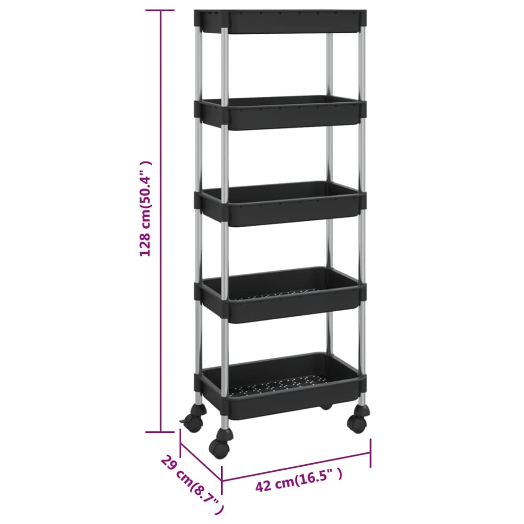 Keukentrolley 5-laags 42x29x128 cm ijzer en ABS