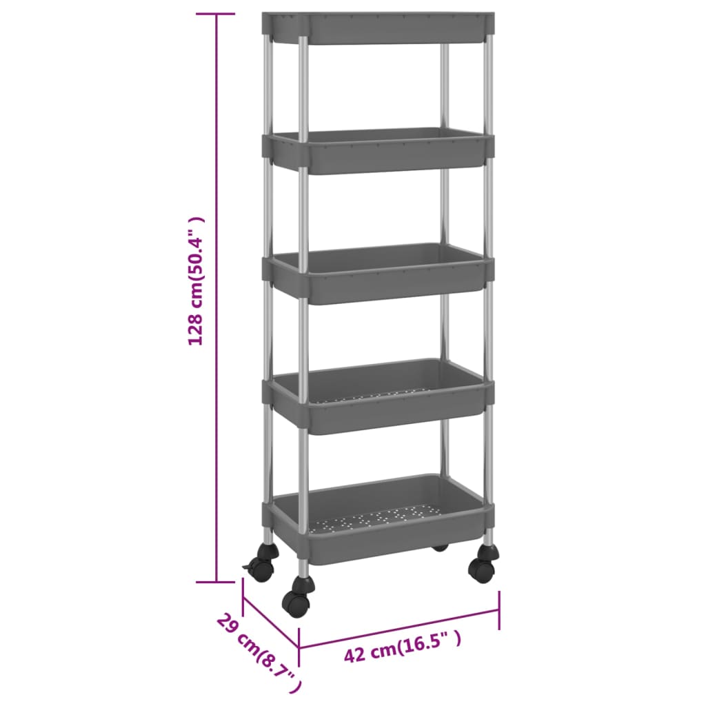 Keukentrolley 5-laags 42x29x128 cm ijzer en ABS