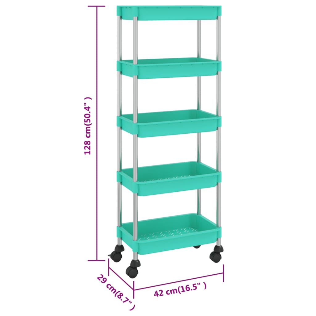 Keukentrolley 5-laags 42x29x128 cm ijzer en ABS