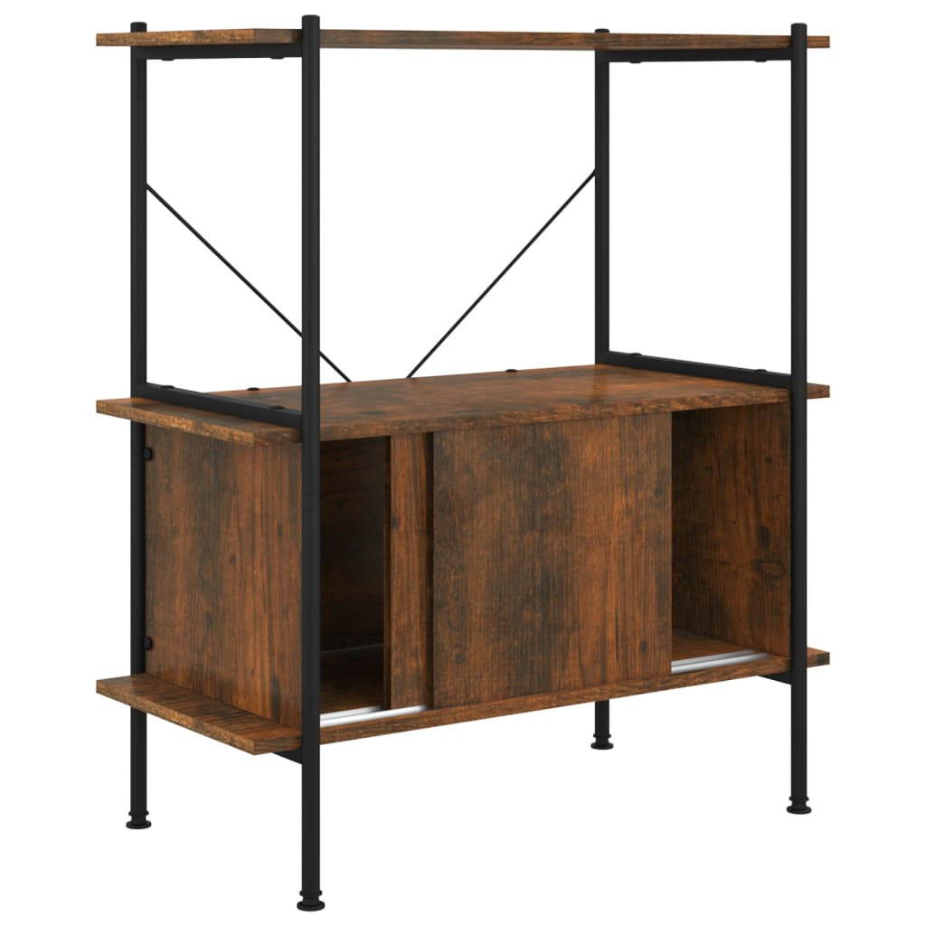 Etagère de rangement 5 niveaux avec placard 80x40x163 cm acier et dérivé du bois