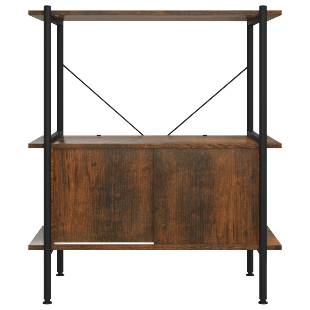 Etagère de rangement 5 niveaux avec placard 80x40x163 cm acier et dérivé du bois