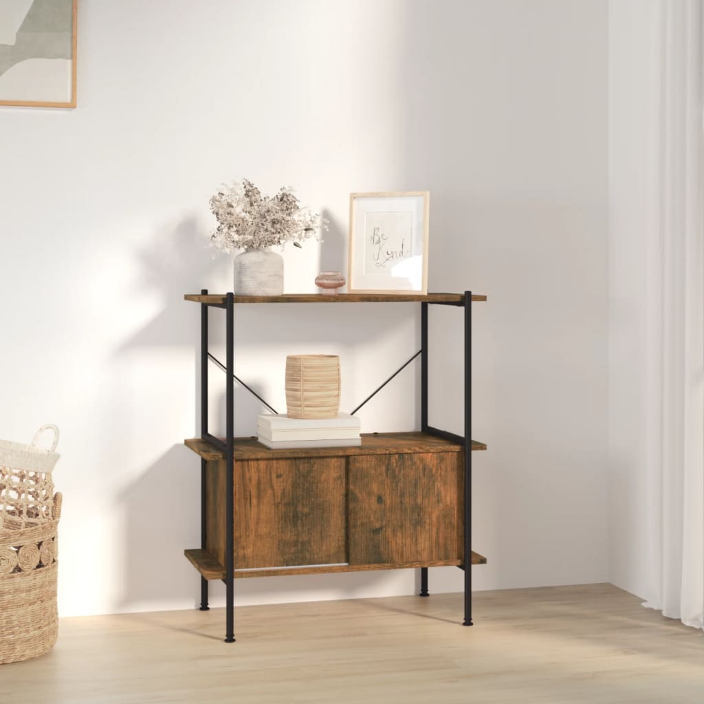 Etagère de rangement 5 niveaux avec placard 80x40x163 cm acier et dérivé du bois