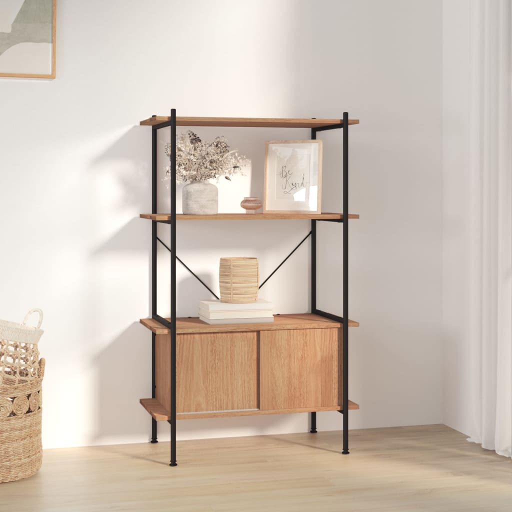 Etagère de rangement 5 niveaux avec placard 80x40x163 cm acier et dérivé du bois