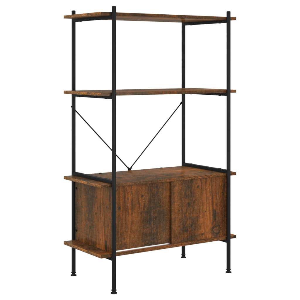 Etagère de rangement 5 niveaux avec placard 80x40x163 cm acier et dérivé du bois